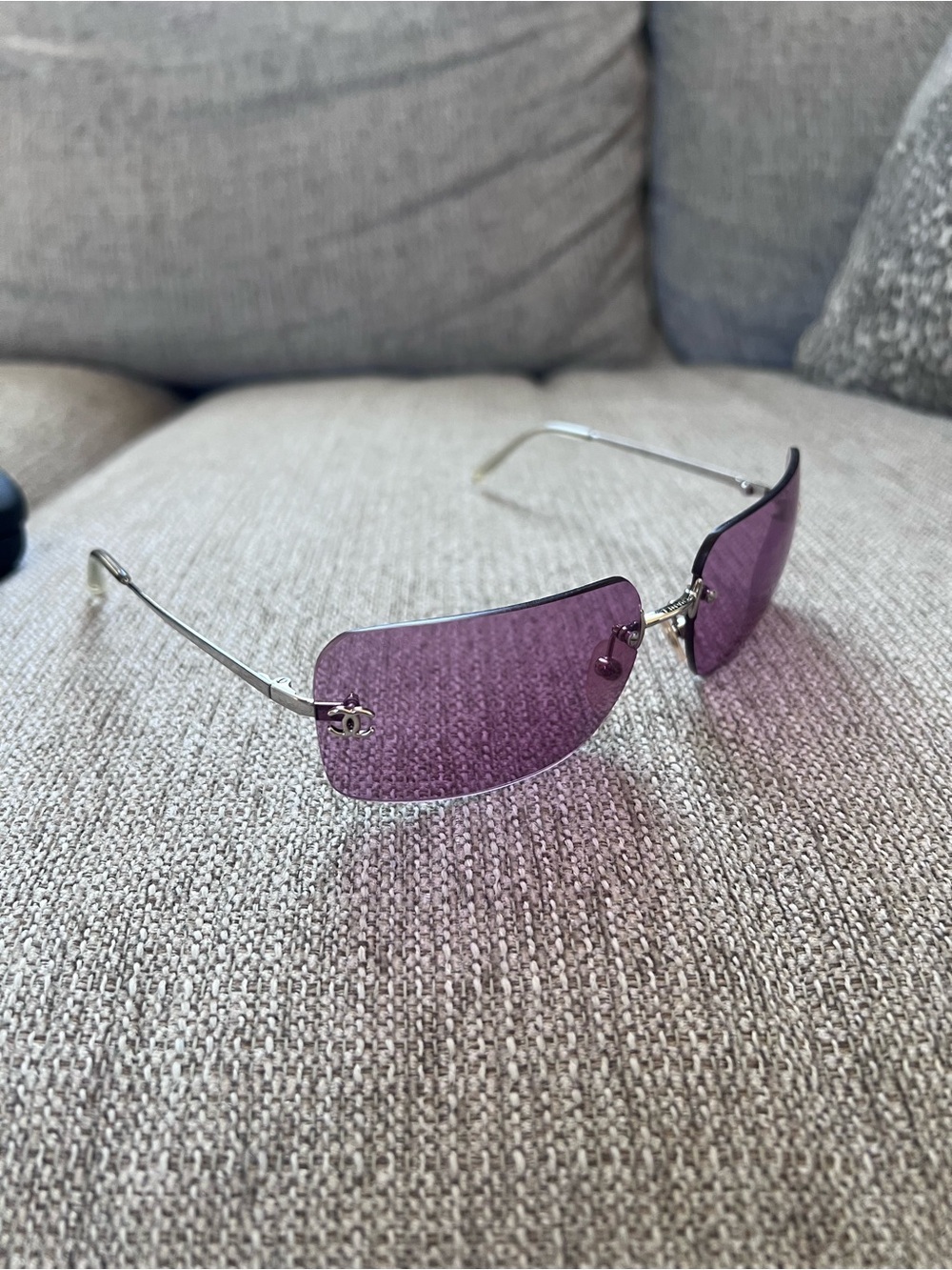 Chanel 4017 Vintage Rimless Purple Sunglasses with Silver Frame - Picture 6 of 12